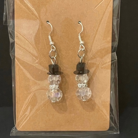 Crystal Snowman Earrings - Crystal Earrings - Snowman Earrings - Snowmen Earring - Picture 3 of 4